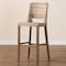 Bali & Pari Magy Modern Bohemian Grey Kubu Rattan and Mahogany Wood Bar Stool 245-13714-ZORO - alternate 6